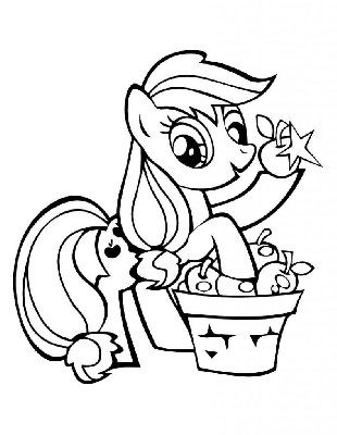 Kolorowanka AppleJack ogląda jabłka